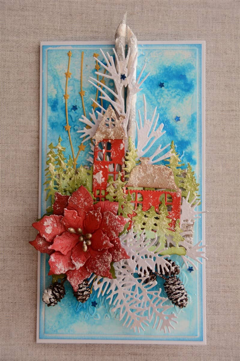 Jõulukaart "LUMISED MAJAD TALVEÕHTUL" 2 lumised majad