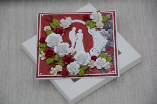 punase taustaga pulmakaart