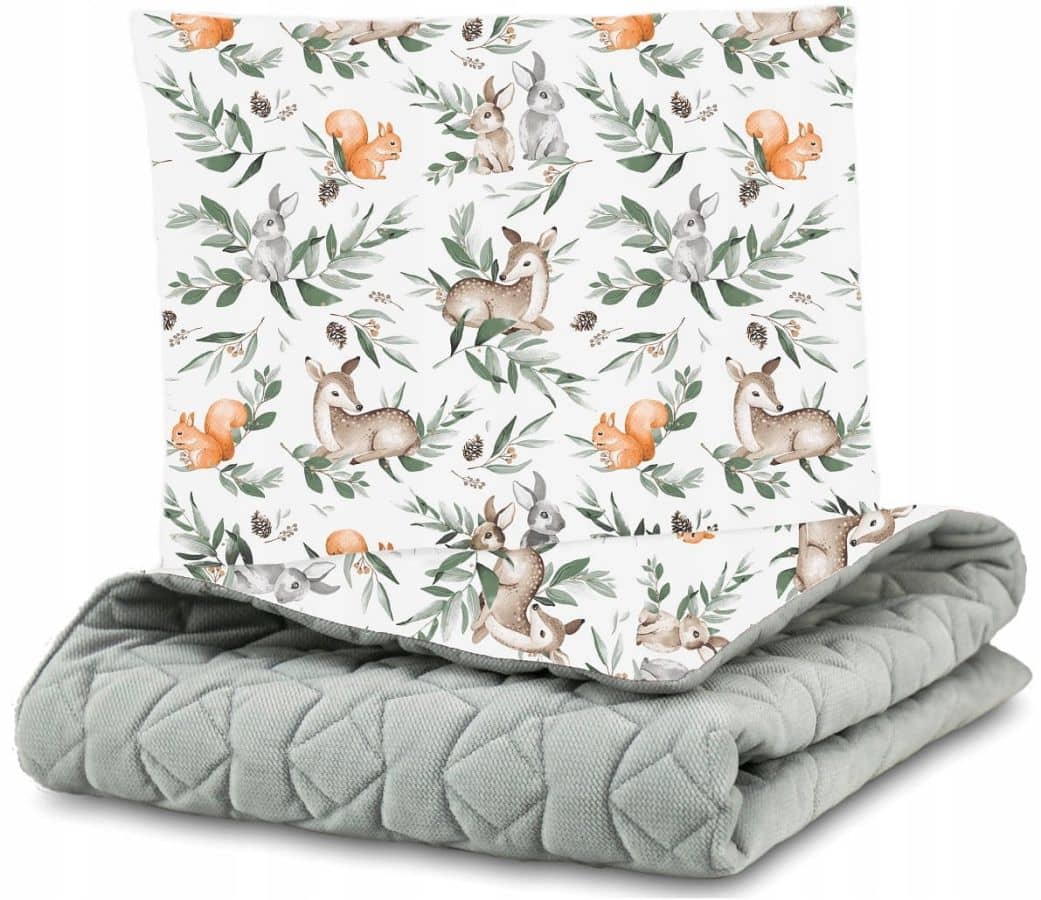 Lastetekk velvetist 75x100cm + padi (Babymam) 5 lastetekk hall roheline lagendik 165716