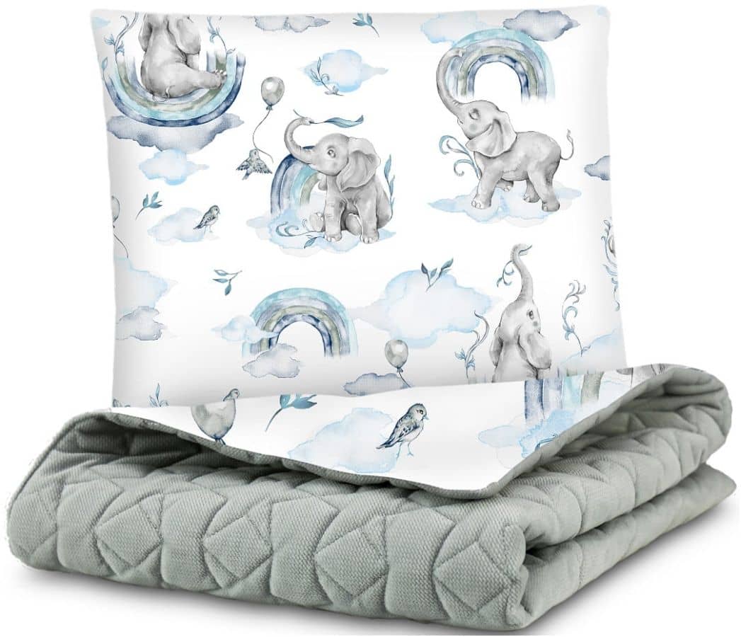 Lastetekk velvetist 75x100cm + padi (Babymam) 7 lastetekk hall sinine elevant pilvedes 169295
