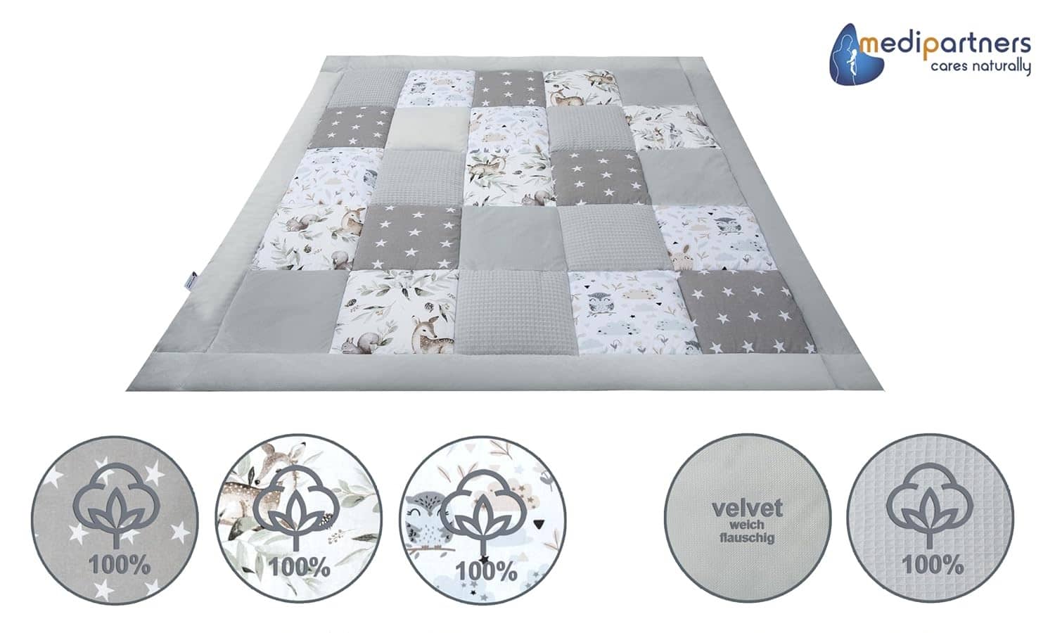 Mängumatt 120x120cm (Medi Partners) 5 mängumatt hall hirv lehtedes 425253