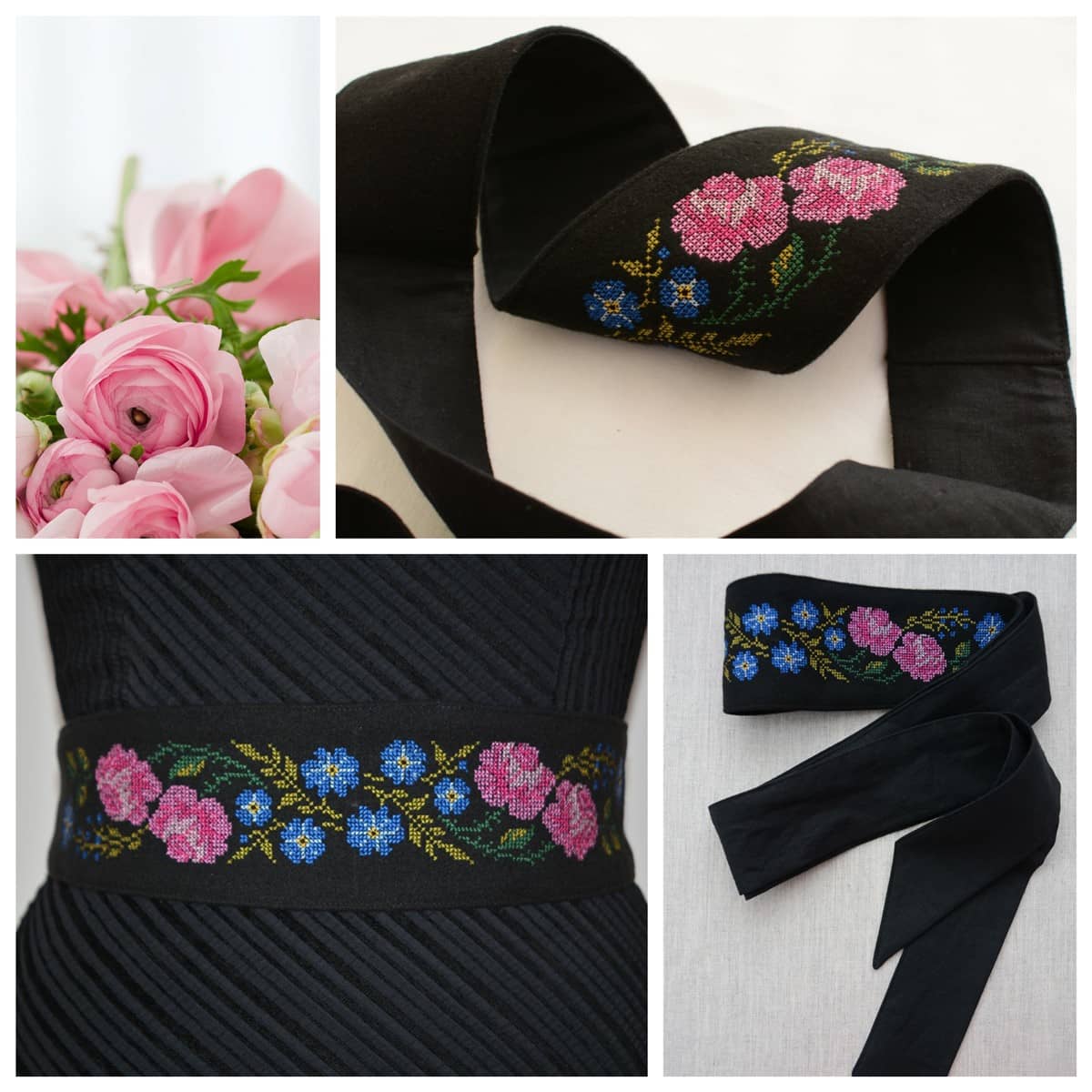 Ristpistes tikitud vöö 2 Ristpistes roosid