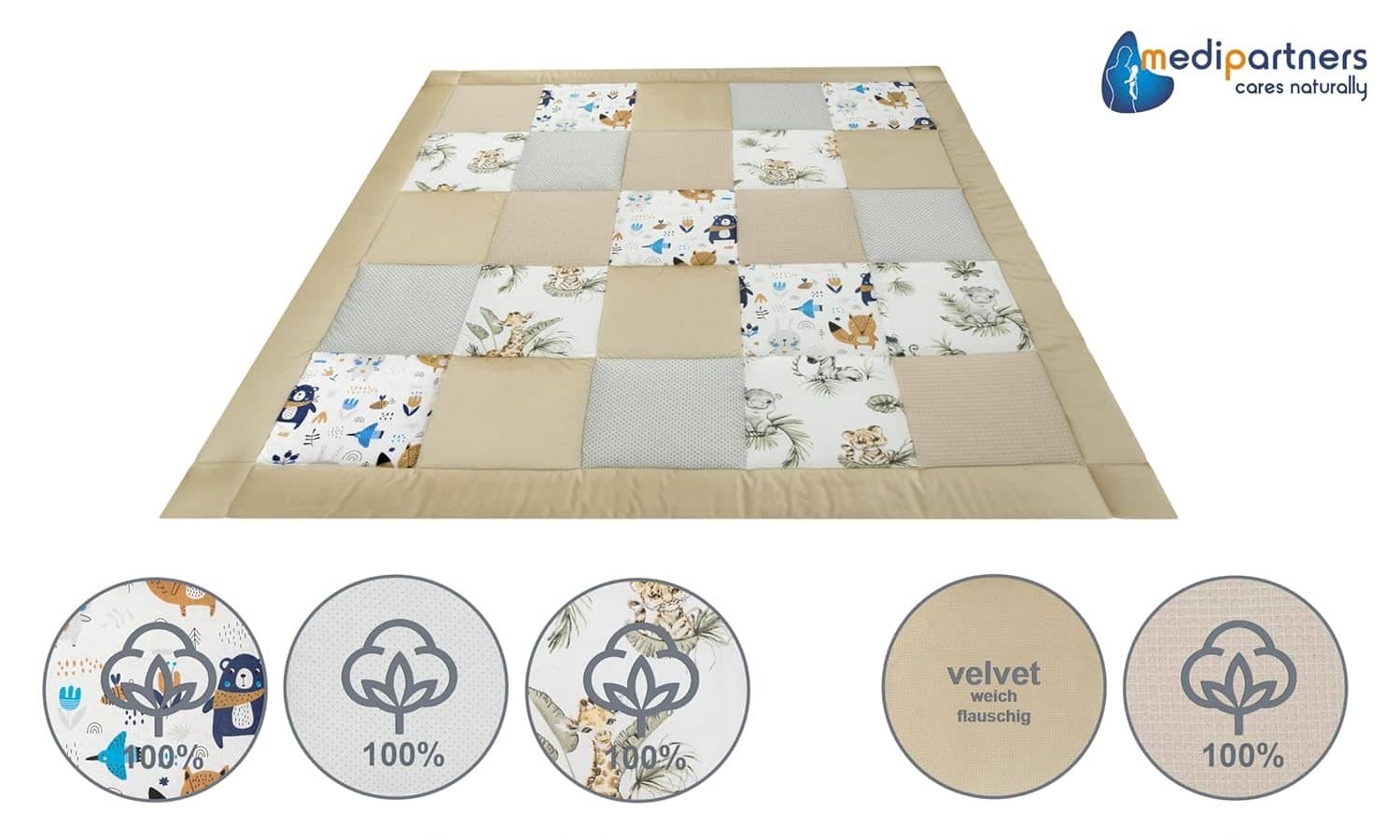 Mängumatt 120x120cm (Medi Partners) 3 mängumatt beež safari 421576