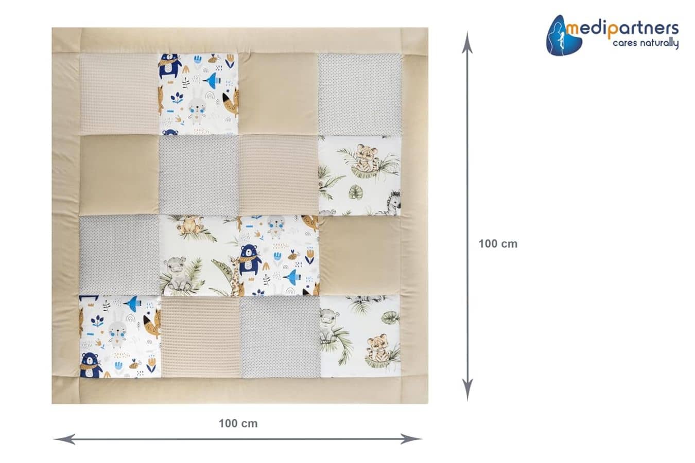 Mängutekk 100x100cm (Medi Partners) 3 mängutekk beež safari 421569