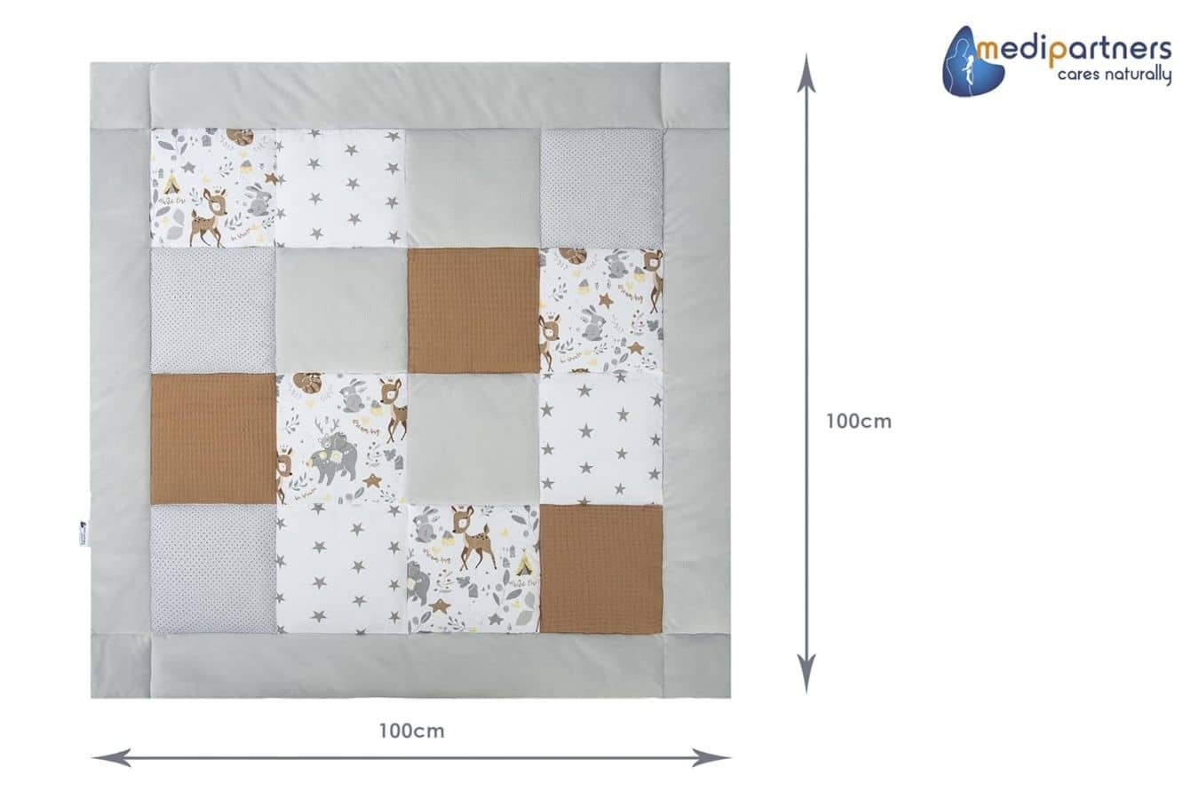 Mängutekk 100x100cm (Medi Partners) 5 mängutekk hall hirved 429602