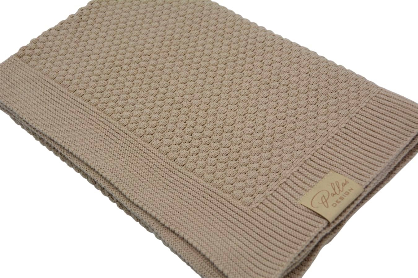 UUS! Puuvillane kootud beebitekk 80x100cm (Pallas Design) 3 Pildil on Pallas Design beež puuvillane kootud beebitekk