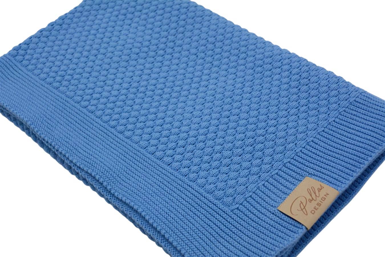 UUS! Puuvillane kootud beebitekk 80x100cm (Pallas Design) 12 Pildil on Pallas Design sinine puuvillane kootud beebitekk