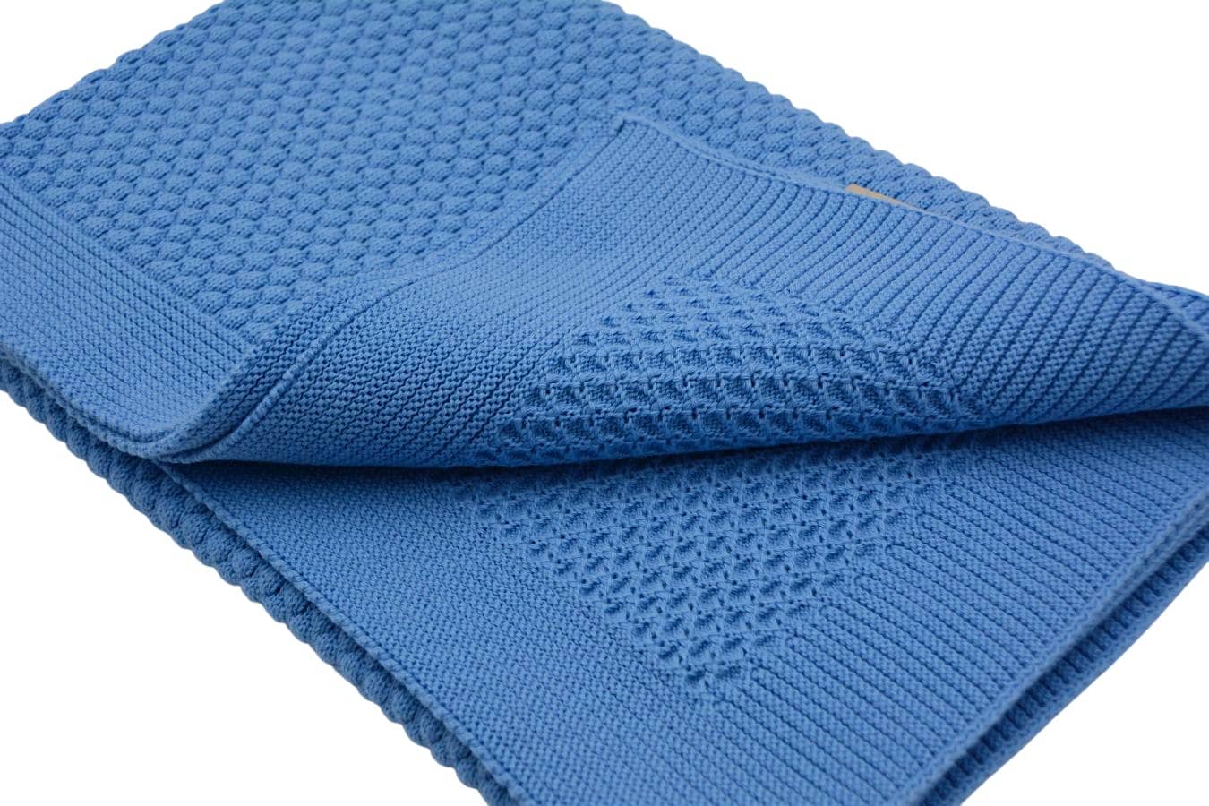 UUS! Puuvillane kootud beebitekk 80x100cm (Pallas Design) 13 Pildil on Pallas Design sinine puuvillane kootud beebitekk