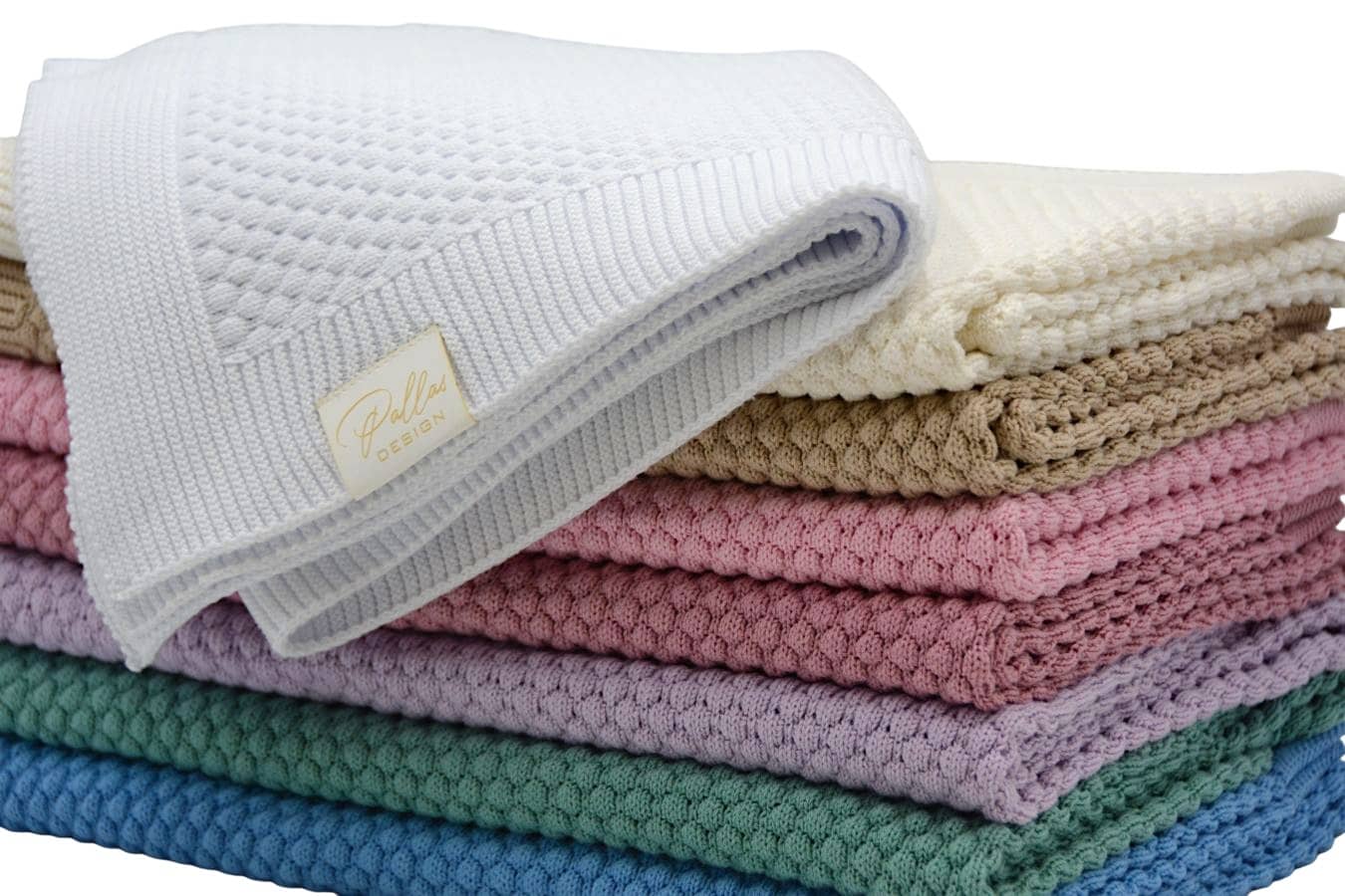 UUS! Puuvillane kootud beebitekk 80x100cm (Pallas Design) 17 Pildil on Pallas Design valge puuvillane kootud beebitekk